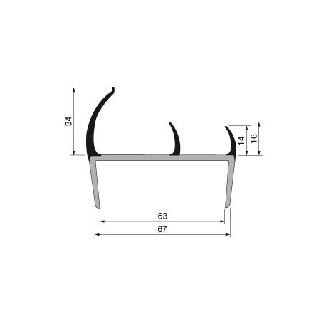 Uszczelka drzwi PVC 67 mm L-2500 mm, 19-467-01