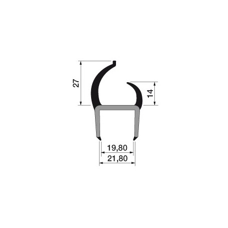 Uszczelka drzwi PVC 22 mm L-2500 mm, 19-964-01