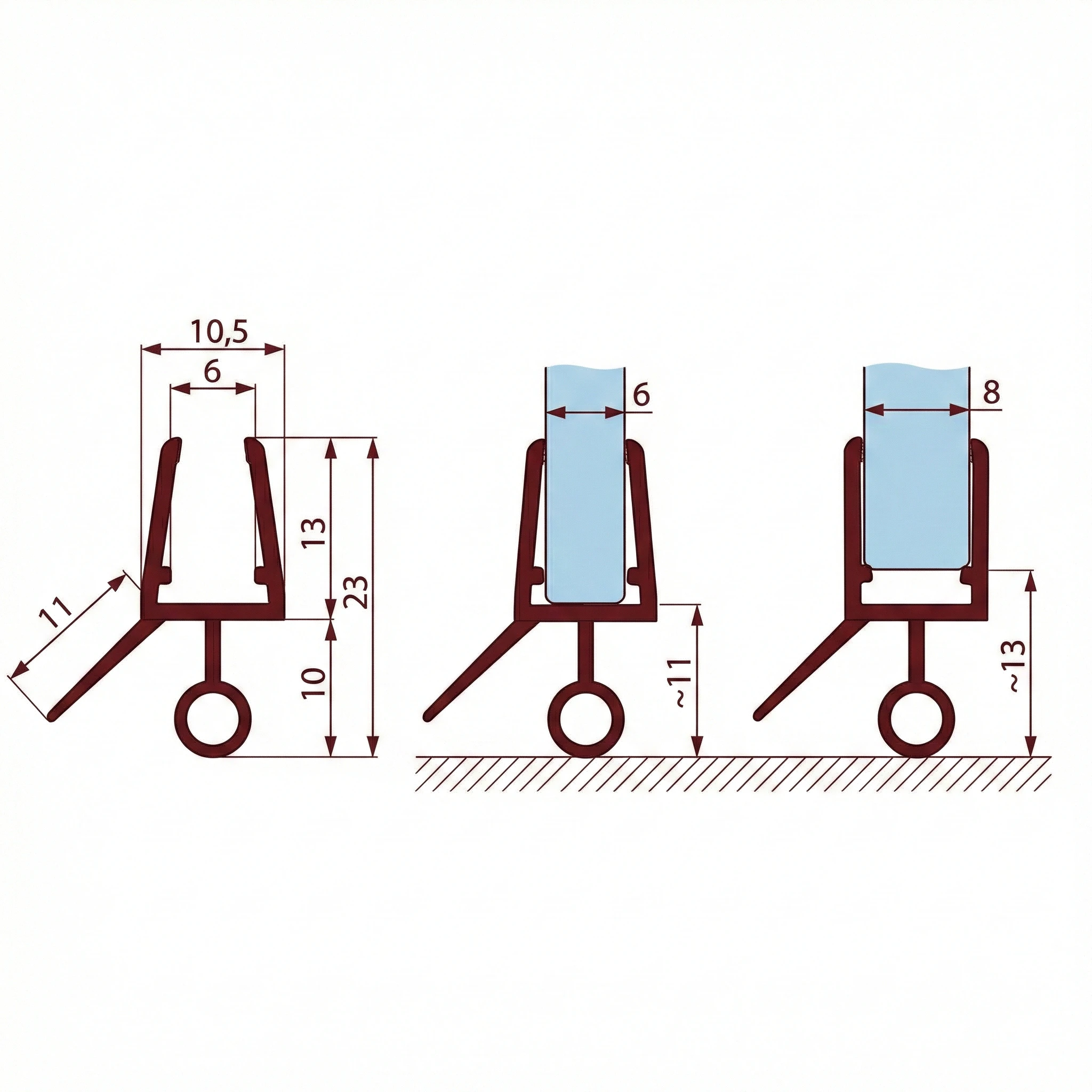 Uszczelka kabiny prysznicowej 6-8 mm L-2,5 m, 015684 - obrazek 2