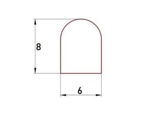 Uszczelka kopułka typu D 8 x 6mm silikonowa transparentna matowa - 023813-01
