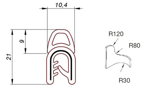 Osłona krawędzi, zaciskowa EPDM 046799 - obrazek 2