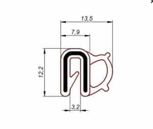 Uszczelka krawędziowa 2 mm, zaciskowa 12-111