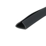 Close-up of a black cylindrical tube with a hollow oval opening on a white background, viewed diagonally across the frame.