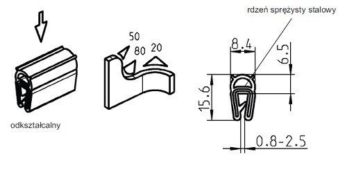 Osłona krawędzi, zaciskowa EPDM 54-110 - obrazek 2