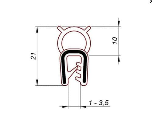 Uszczelka krawędziowa 1-3 mm, samozacisk guma NBR, 046854NBR - obrazek 2