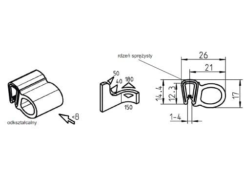 Osłona krawędzi, zaciskowa EPDM 54-122 - obrazek 2