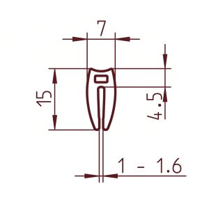 Gumowa osłona krawędzi 1-1,6 x 7 x 15mm czarna 54-380