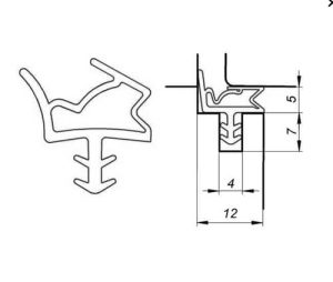 Uszczelka drzwi drewnianych wewnętrznych z przylgą, szara 09-666-03