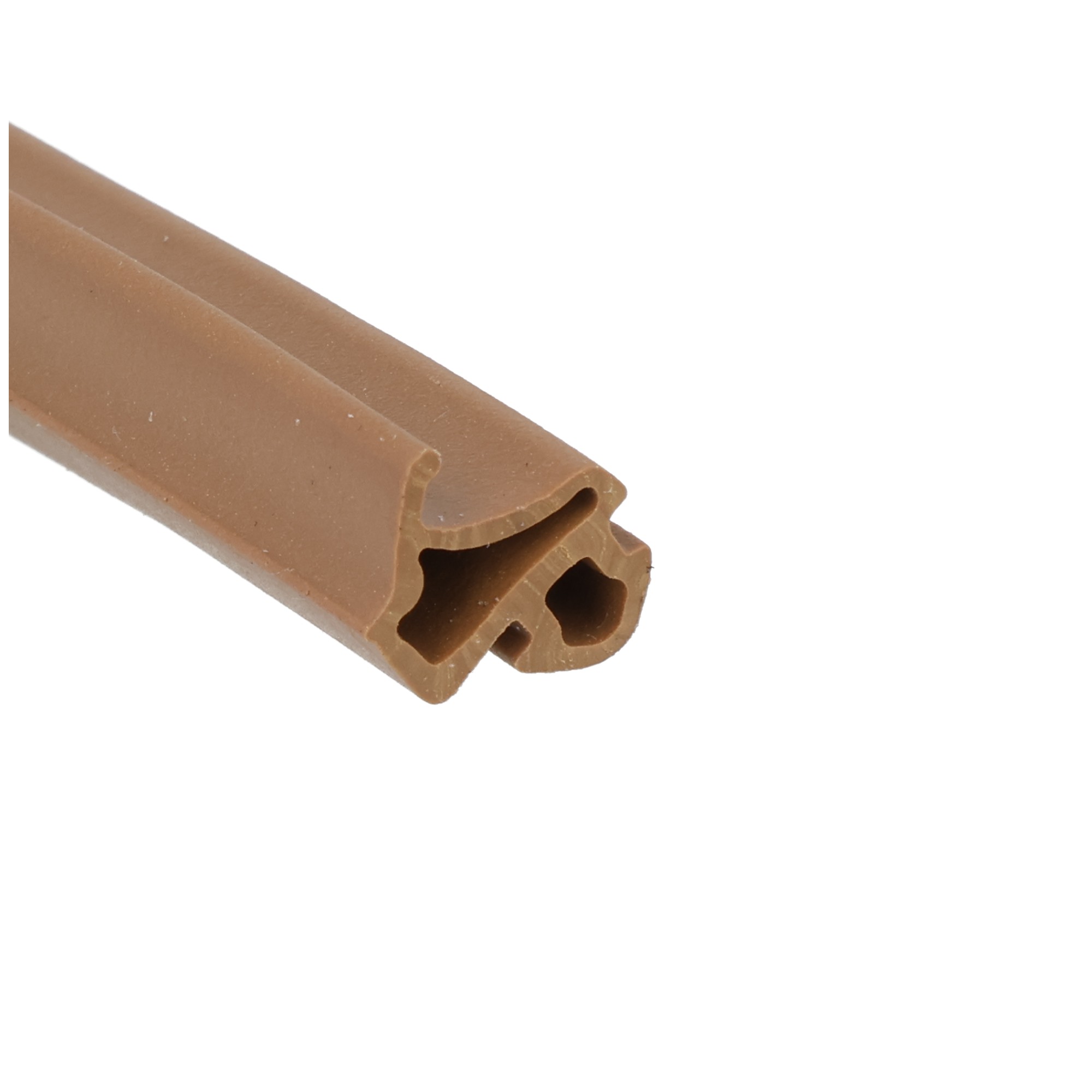 uszczelka-do-okien-epdm-pcv-s-1127-brazowa-020702-2 - Centrum uszczelek Partial view of a milk chocolate bar segment diagonally placed on a white background.