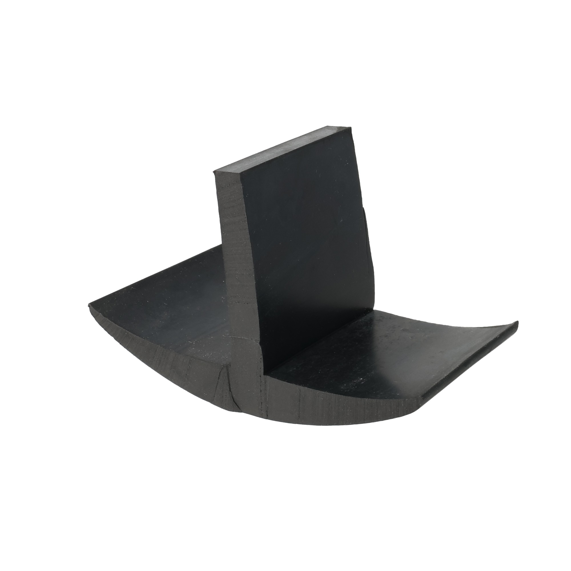 uszczelka-do-wagi-samochodowej-gumowa-typ-t-10-x-50-x-100mm-czarna-035306-2 - Centrum uszczelek Black, boomerang-shaped wooden object with a curved blade resting on a flat surface; close-up view.