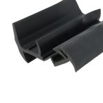 Black rubber extrusion with multiple U-shaped channels, likely a seal or gasket for a window or door.”,