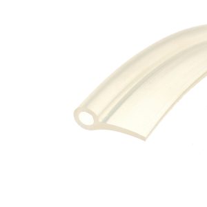 Beige adhesive tape roll curling across the bottom-right corner on a white background.