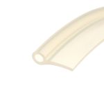 Beige adhesive tape roll pictured diagonally on a white background, showing the core and outer edge.