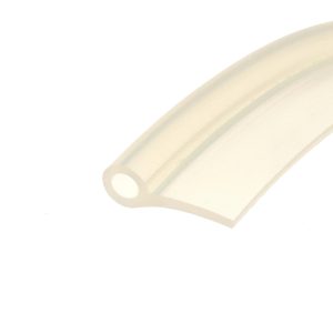 Beige adhesive tape roll pictured diagonally on a white background, showing the core and outer edge.