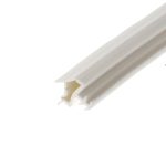Abstract diagonal beige watercolor streaks across a white background, like a soft brush swipe.