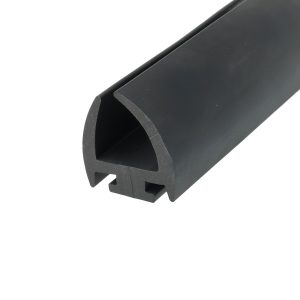 Close-up of a black hollow plastic tube with a square-cut end, viewed diagonally across the frame.