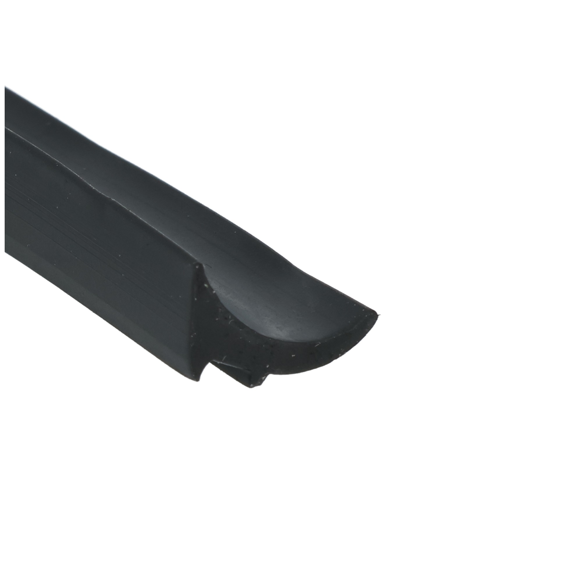 uszczelka-epdm-do-okien-alu-s-332-12-840-1 - Centrum uszczelek Close-up of a dark metal blade or bar with a rounded, beveled tip against a plain white background