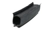 Black rubber weather seal/extrusion with a hollow rectangular cross-section and ribbed top edge