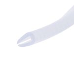 Abstract pale blue diagonal brushstroke across a white background.