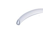 Abstract close-up of a smooth curved white surface with soft blue shading in the lower-right corner.