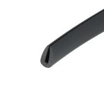 Close-up of a black cylindrical plastic tube with a slit at the end, set against a white background.
