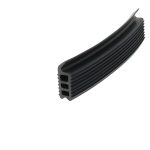 Close-up of a black, ribbed rubber weather seal with rectangular hollow channels, typical for doors/windows.