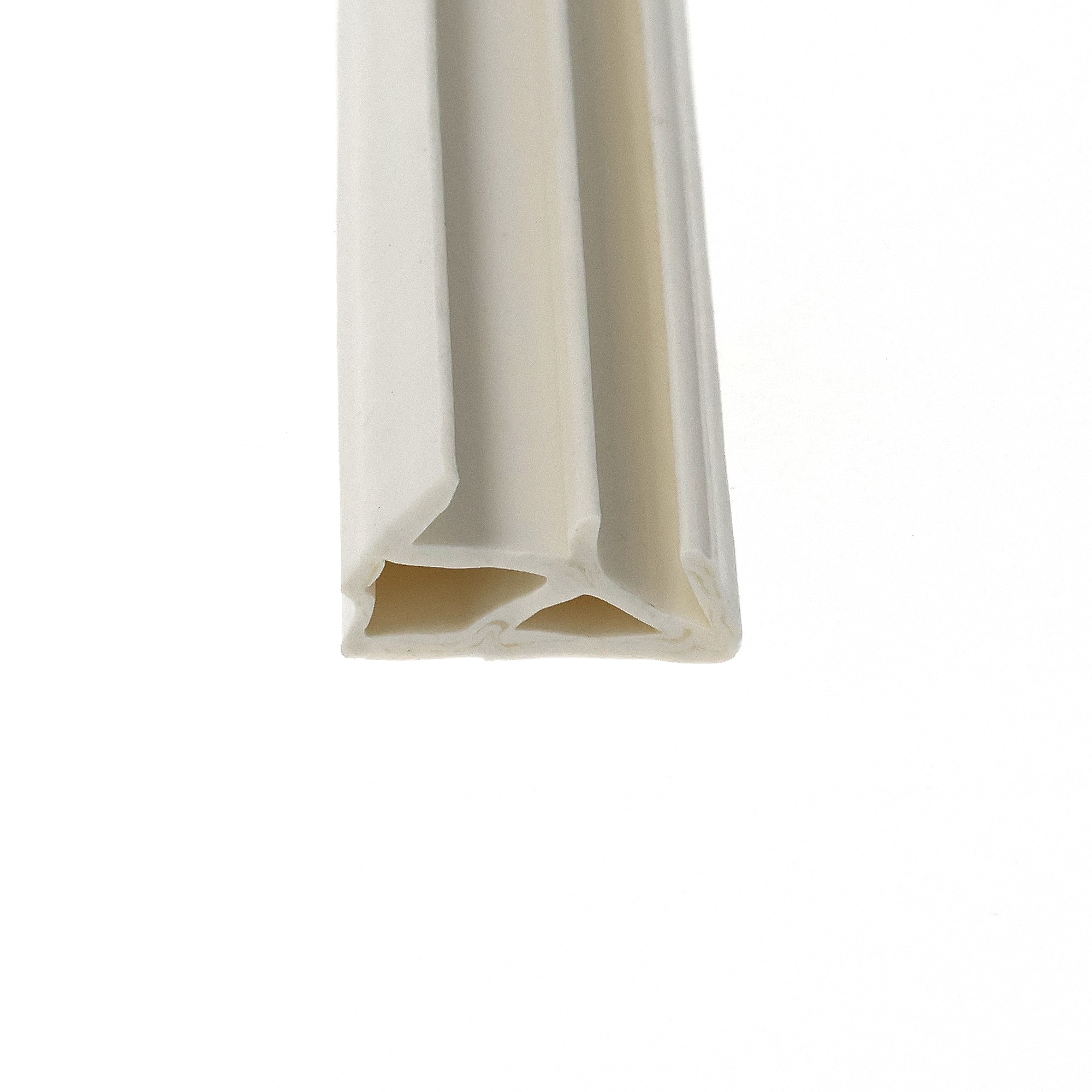 uszczelka-przylgowa-okna-drewnianego-tpe-czarna-09-767-3 - Centrum uszczelek Abstract close-up of white and beige curved surfaces with rounded edges, creating a minimalist pattern.
