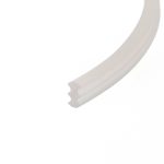 Abstract decorative background featuring a thick, pale grey curved band sweeping along the right edge on a white canvas.