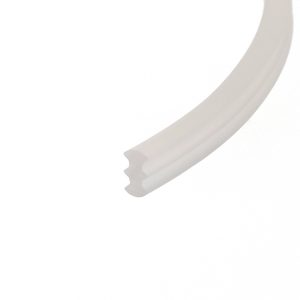 Abstract beige-gray curved bands forming a sweeping arc on a white background (decorative background).