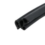 Close-up of black hollow rubber tubing with multiple cylindrical channels.