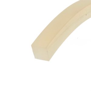 Diagonal beige tape strip with torn end on a white background (resembles masking tape)