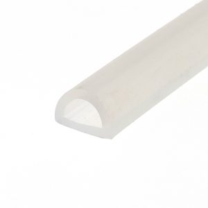 Abstract close-up of a pale gray object with a rounded end diagonally crossing a white background.