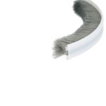 Close-up of a circular hairbrush with dense gray bristles against a white background.