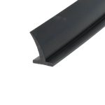 Close-up of a black rubber gasket/seal with a rounded profile against a white background.