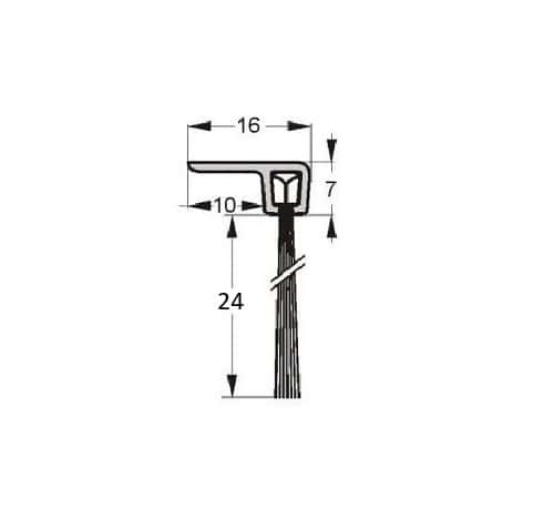 Uszczelka szczotkowa aluminiowa, kątowa 1 m x 24 mm, 01-088-2 - obrazek 2