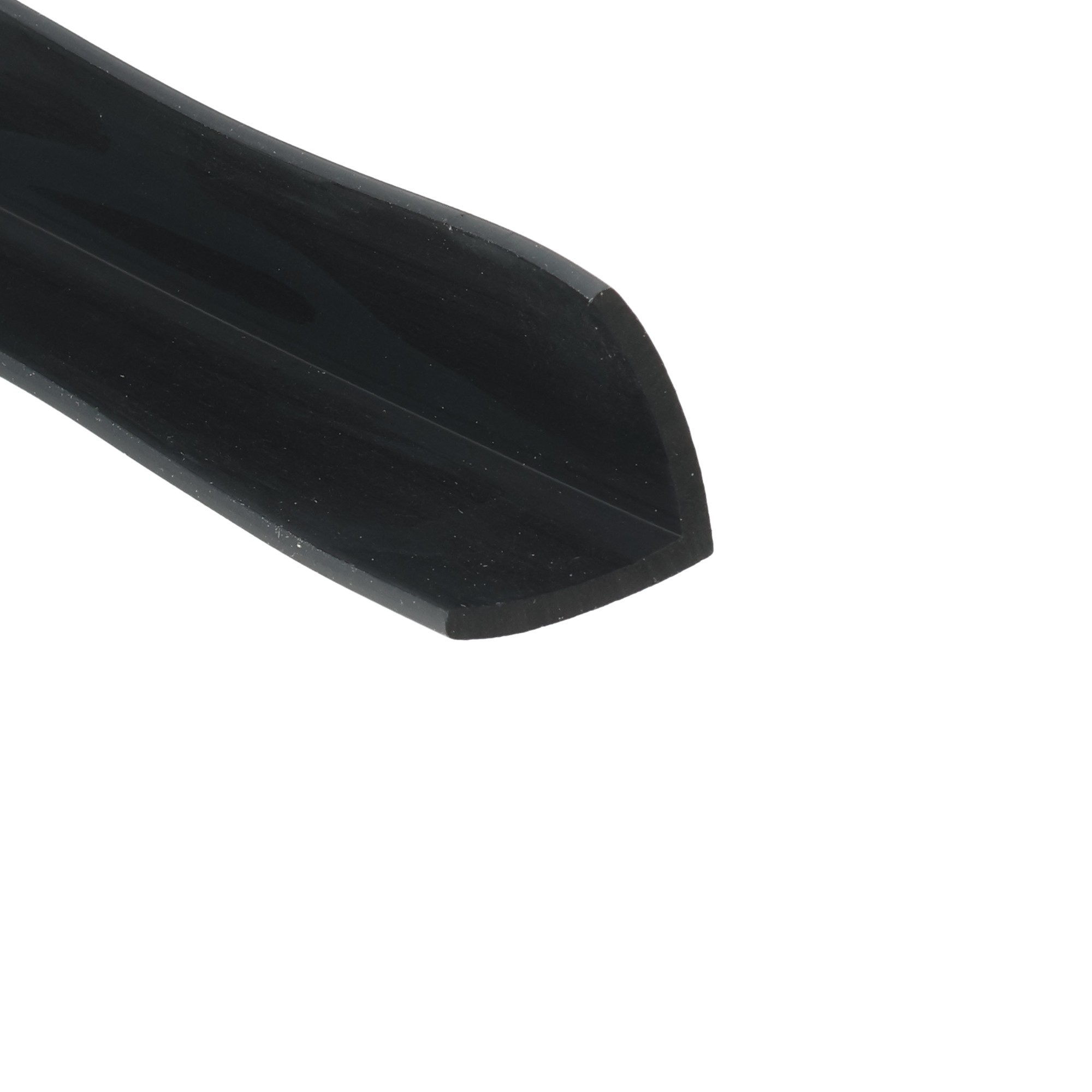 023222_3_384 - Centrum uszczelek Close-up of a glossy black curved edge against a white background, showing subtle scuffs and dust particles.
