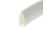 Close-up of a white ceramic mug with a pale yellow interior seen from the side.