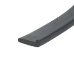 Long dark gray foam rubber strip with an angled end, diagonally oriented on a white background.