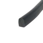 Close-up of a dark cylindrical rod or tube diagonally across a white background, showing a circular end face.