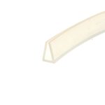 Corner view of a pale beige rectangular frame with a hollow center, tilted diagonally against a white background.