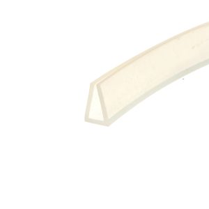 Corner view of a pale beige rectangular frame with a hollow center, tilted diagonally against a white background.