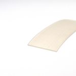 Abstract beige curved shape occupying the bottom-right corner on a white background, resembling a soft, folded surface.