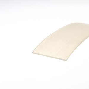 Abstract beige curved shape occupying the bottom-right corner on a white background, resembling a soft, folded surface.