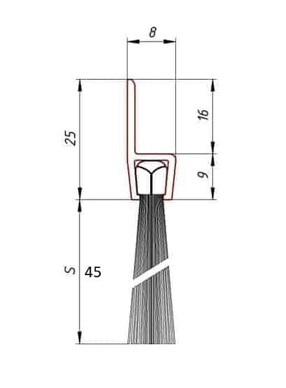 Uszczelka szczotkowa aluminiowa 2,5 m x 45 mm, 01-045 - obrazek 2