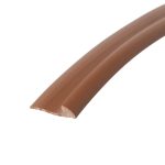 Two curved milk chocolate bars photographed up close against a white background, overlapping diagonally.