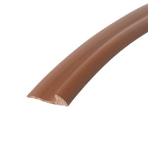 Two curved milk chocolate bars photographed up close against a white background, overlapping diagonally.