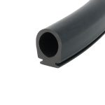 Close-up of a black hollow cylindrical tube with rounded end, viewed from the side at an angle.