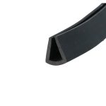 Close-up of a dark metal angle with a triangular hollow cross-section.