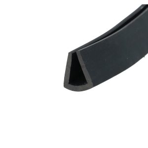 Close-up of a dark metal angle with a triangular hollow cross-section.