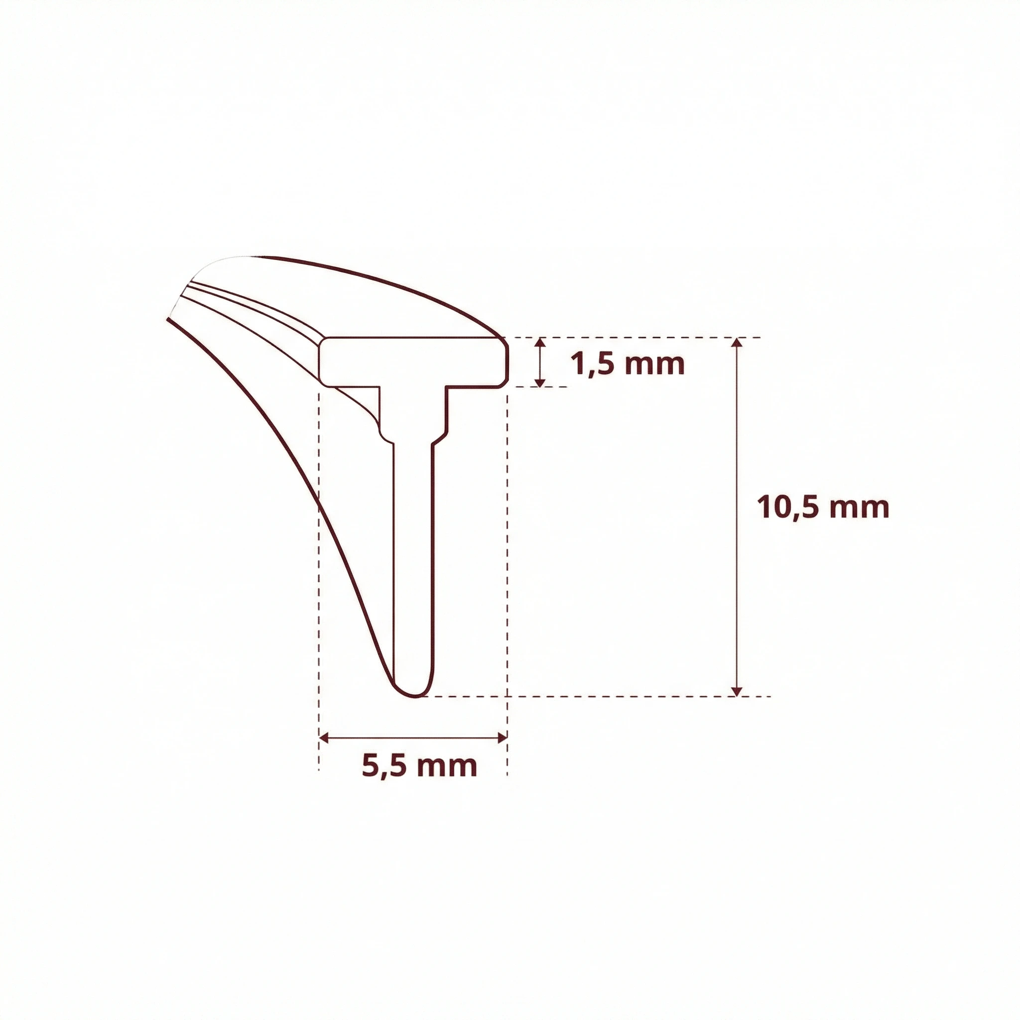 Uszczelka silikonowa typ T kabiny prysznicowej H-10 mm, 042110 - obrazek 2